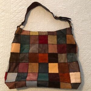 Lucky Brand leather patchwork hobo tote bag - Vintage